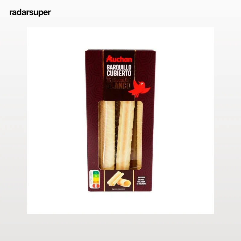 PRODUCTO ALCAMPO Barquillos cubiertos con chocolate blanco 140 g.