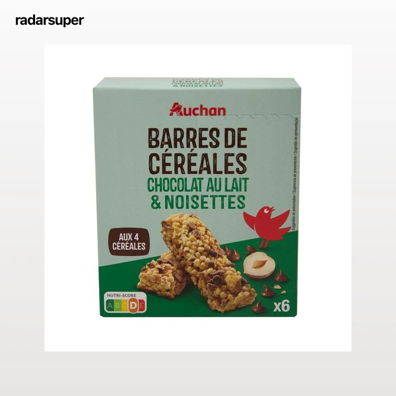 PRODUCTO ALCAMPO Barrita de cereales, con chocolate y avellanas pack 6 uds. x 21 g.