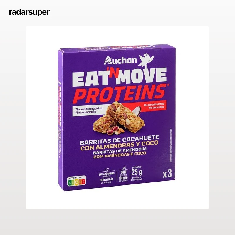 PRODUCTO ALCAMPO Barrita proteica de cacahuete eat&move 3 uds X 105 g.
