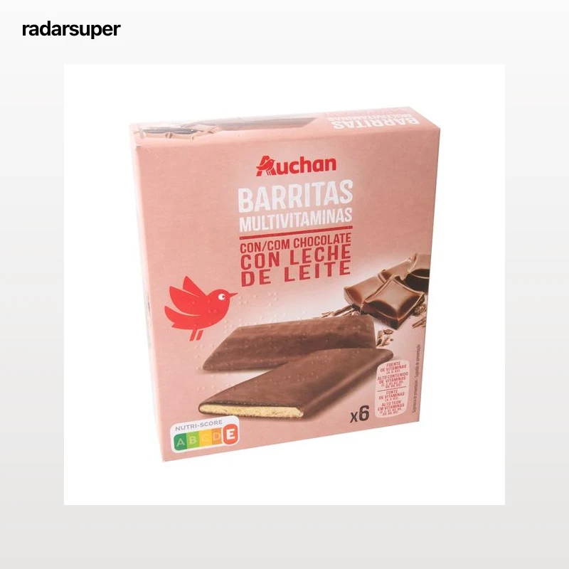 PRODUCTO ALCAMPO Barritas multivitaminas chocolate con leche 6 uds. 120 g.