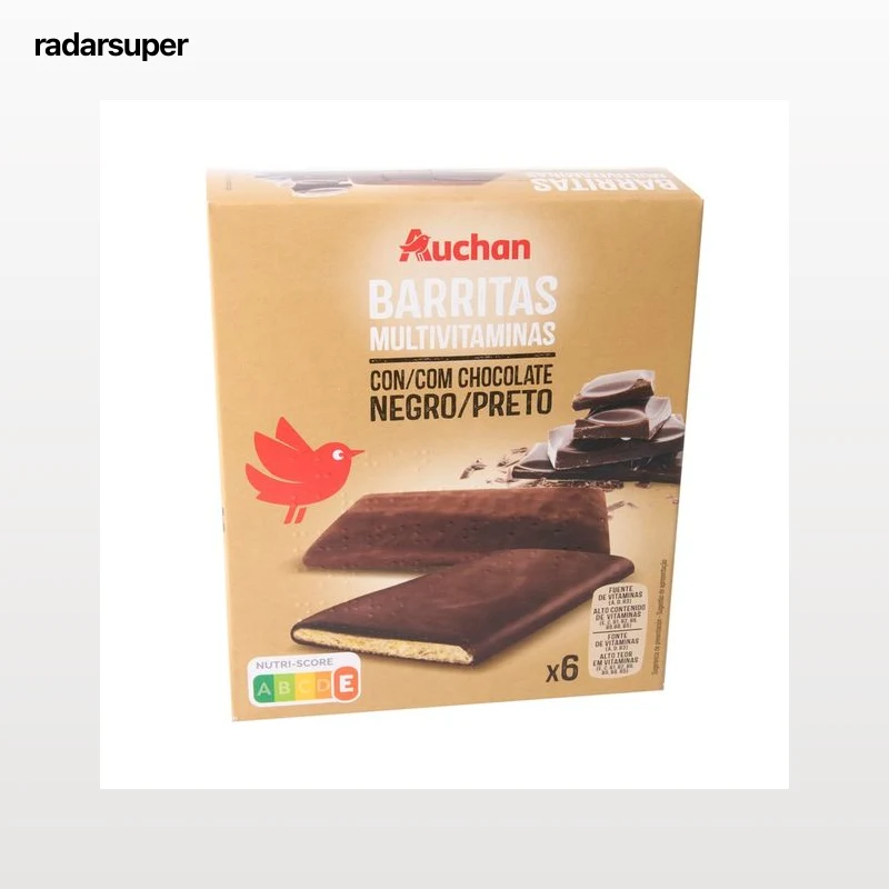 PRODUCTO ALCAMPO Barritas multivitaminas con chocolate negro PRODUCTO ALCAMPO 120 g.