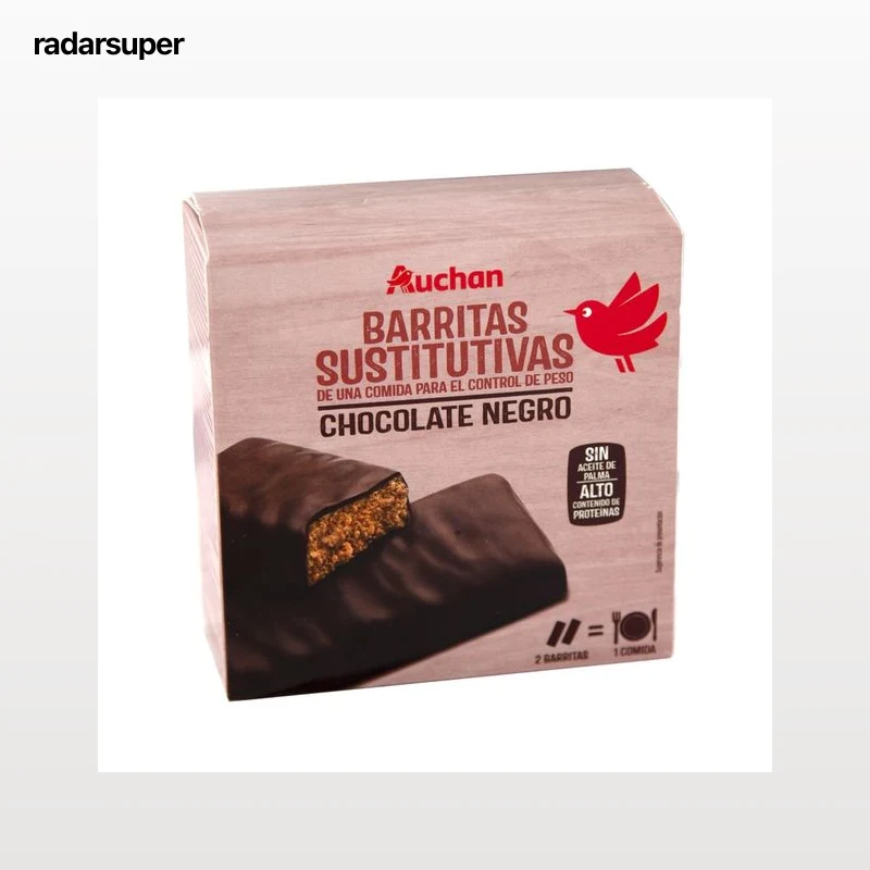 PRODUCTO ALCAMPO Barritas sustitutivas con sabor a chocolate negro 6 x 32 g.