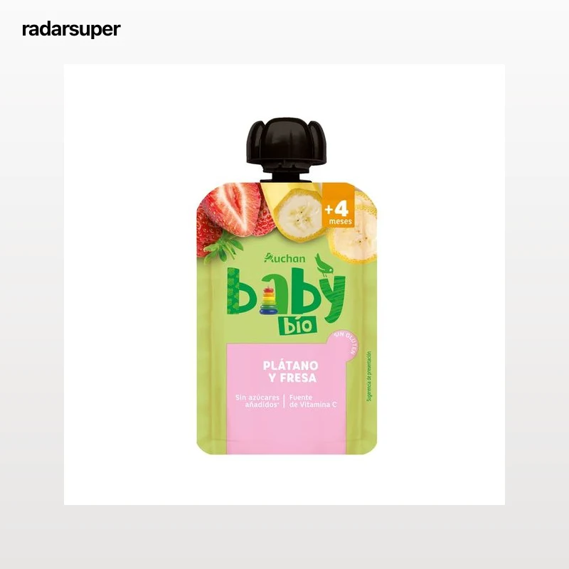 PRODUCTO ALCAMPO Bio Bolsita (pouch) de fruta ecológica (plátano y fresa), a partir de 4 meses 100 g.