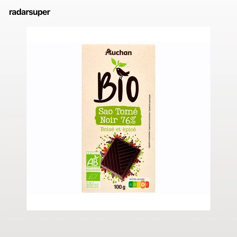 PRODUCTO ALCAMPO Bio Chocolate negro Santo Tomé (76%) procedente de agricultura ecológica 100 g.