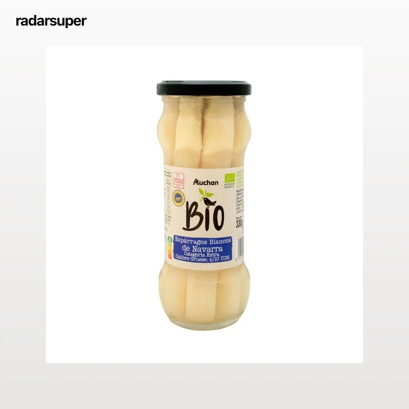 PRODUCTO ALCAMPO Bio Esparragos blancos gruesos (6/10) con I.G.P. Esparrago de Navarra bote 205 g.