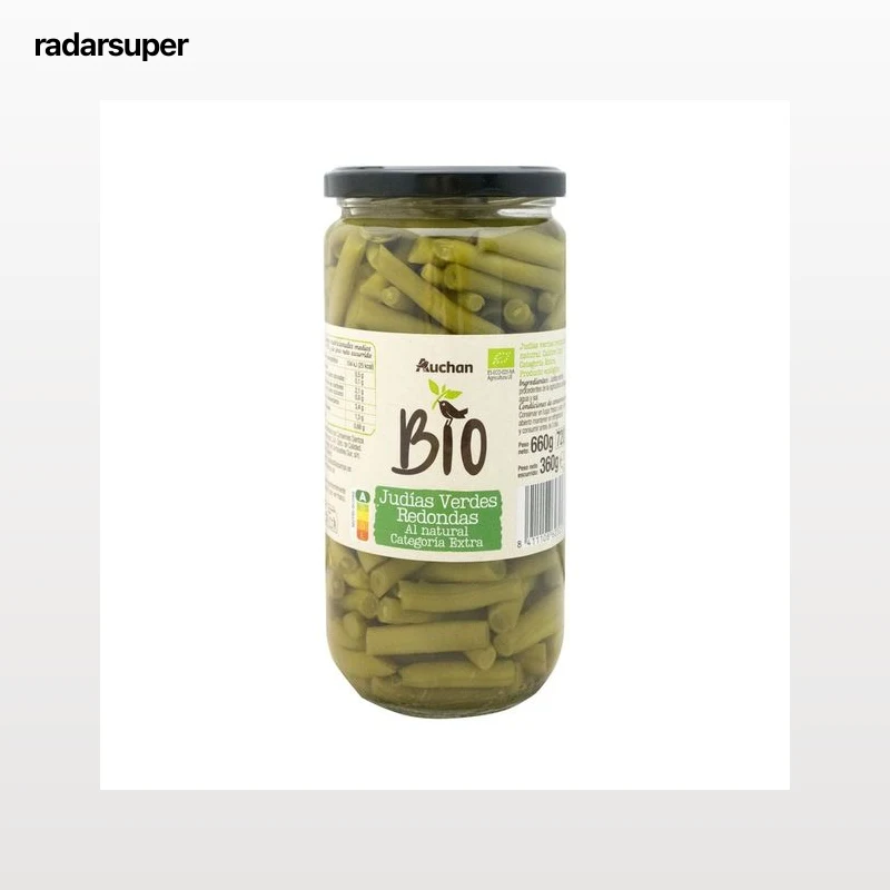 PRODUCTO ALCAMPO Bio Judias verdes redondas natural extra, ecológicas bote 360 g.