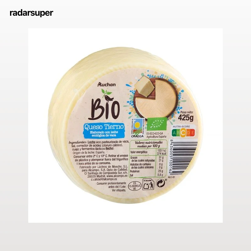 PRODUCTO ALCAMPO Bio Queso tierno con leche ecológica de vaca 425 g.