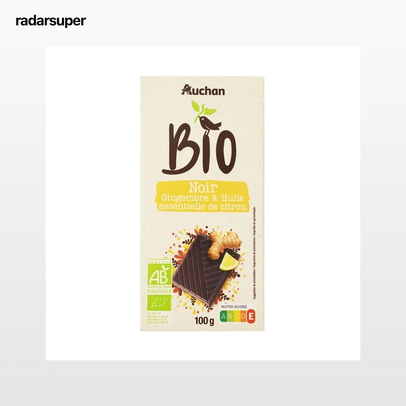 PRODUCTO ALCAMPO Bio Tableta de chocolate negro (60% cacao) con jenjibre y esencia de limón 100 g.