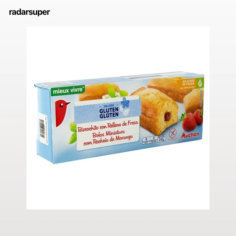 PRODUCTO ALCAMPO Bizcochito con relleno de fresa sin gluten 210 g.