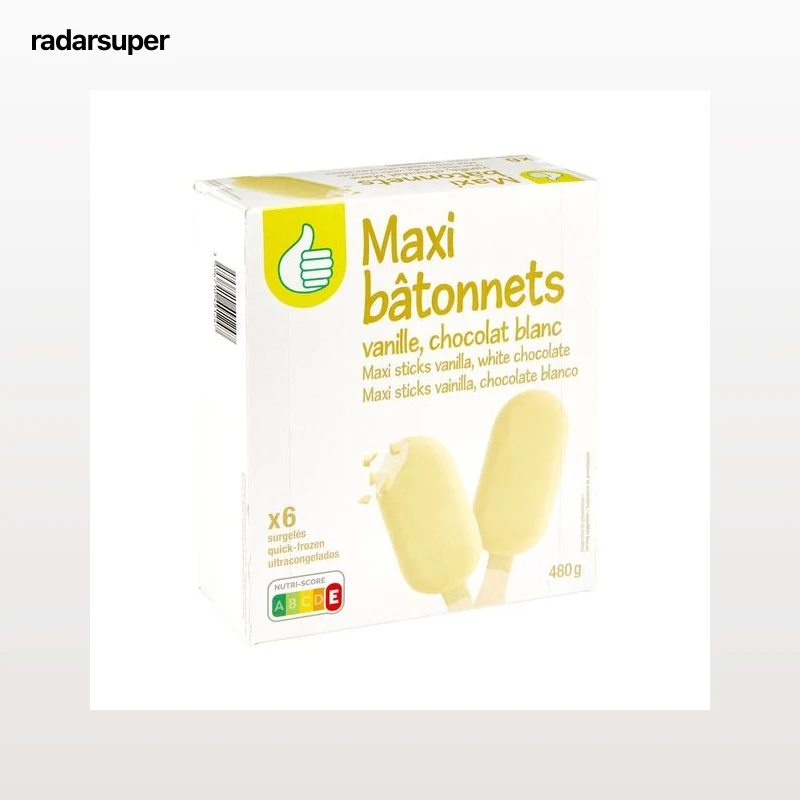PRODUCTO  ALCAMPO Bombon helado de vainilla recubierto de chocolate blanco 6 x 120 ml.