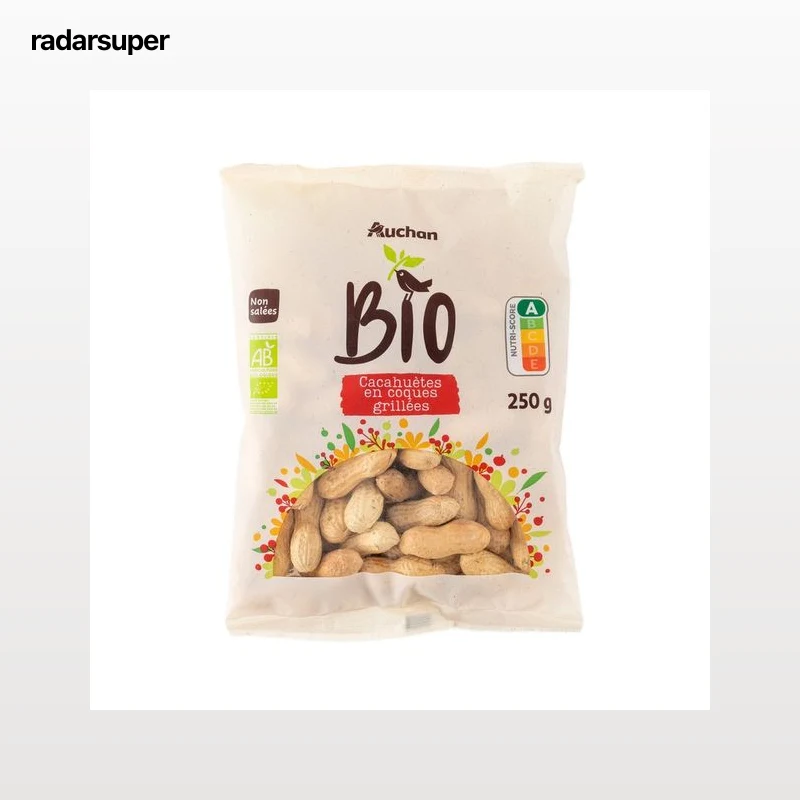 PRODUCTO ALCAMPO Cacahuetes tostados con cáscara ecológicos 250 g.