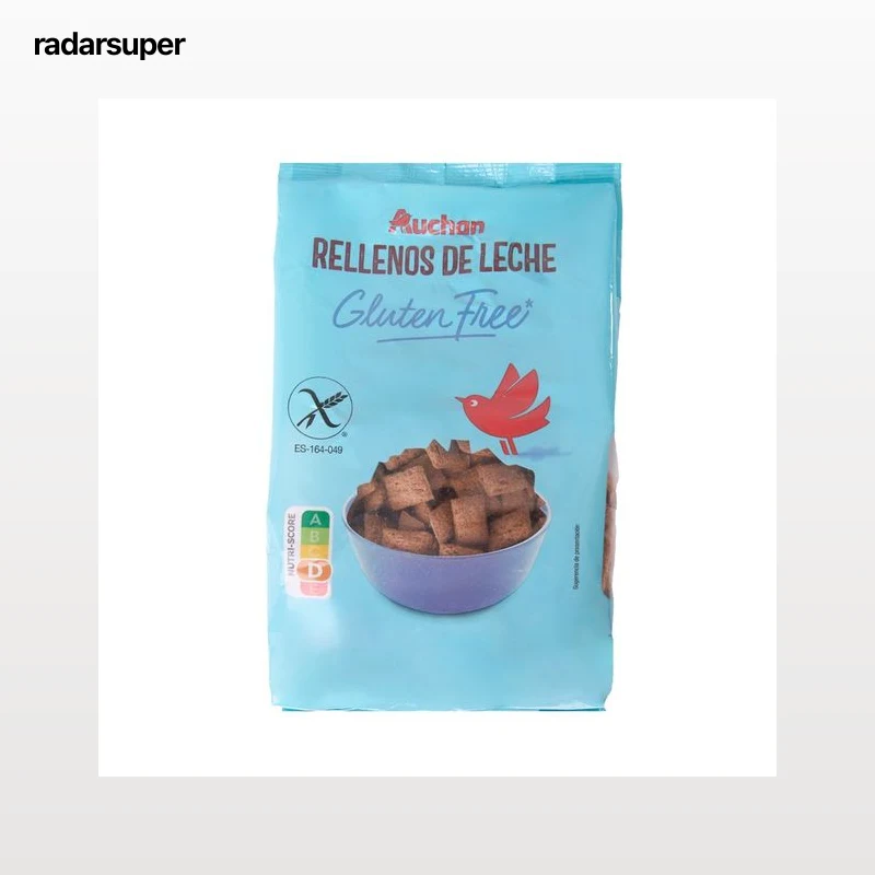 PRODUCTO ALCAMPO Cereales de desayuno, de maíz y arroz rellenos de leche, sin gluten 400 g.