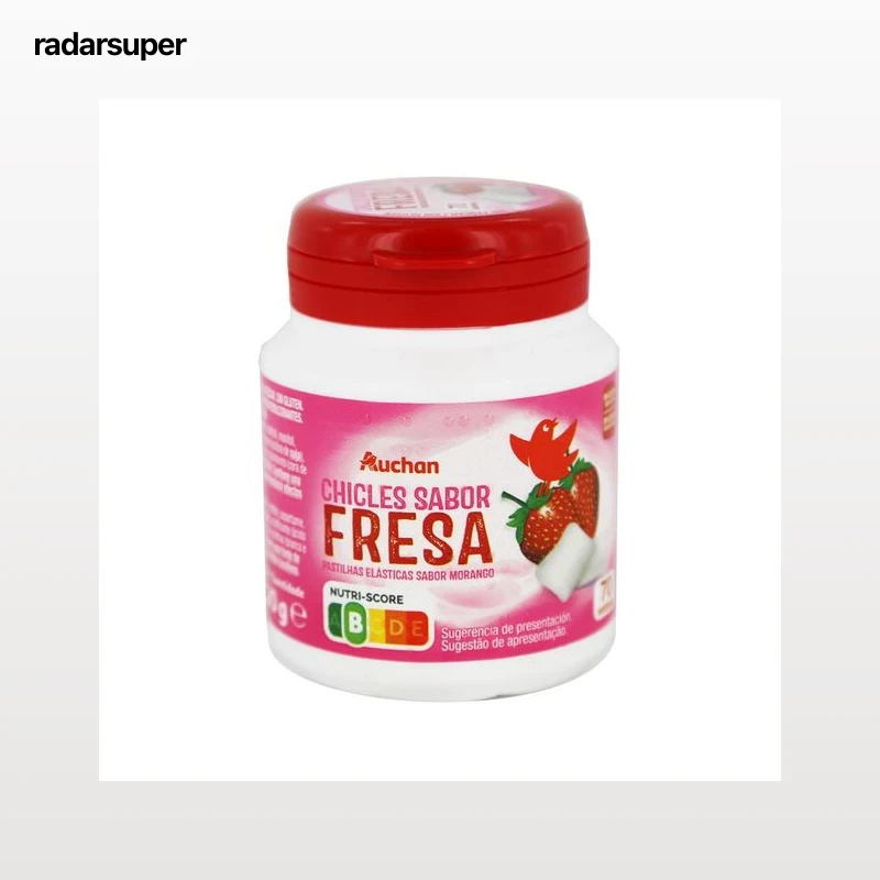 PRODUCTO ALCAMPO Chicles sabor a fresa sin azúcar 70 grageas 100 g.