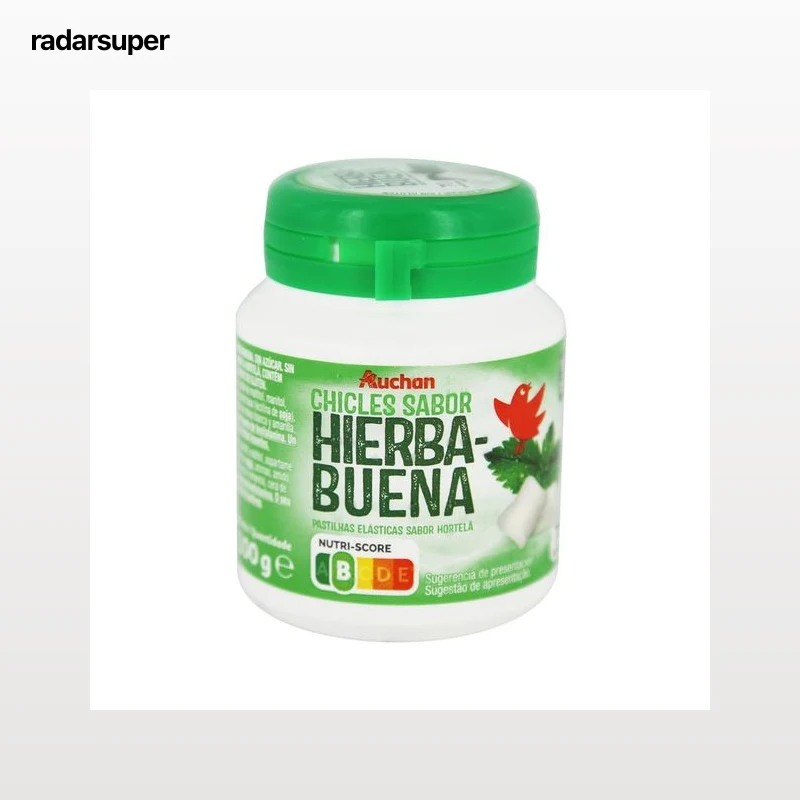PRODUCTO ALCAMPO Chicles sabor a hierbabuena sin azúcar 70 grageas 100 g.