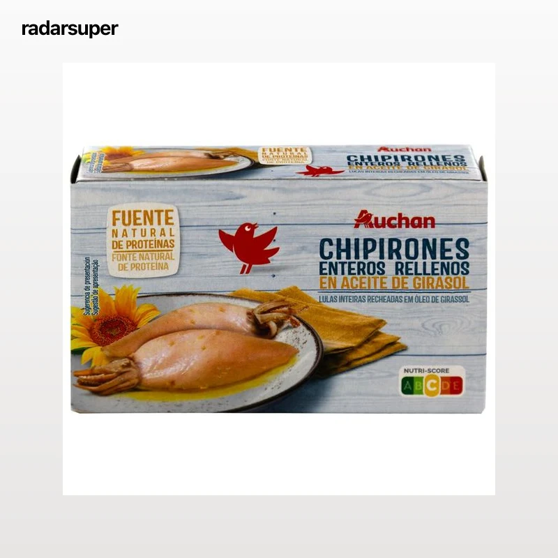 PRODUCTO ALCAMPO Chipirones rellenos enteros, en aceite de girasol 72 g.