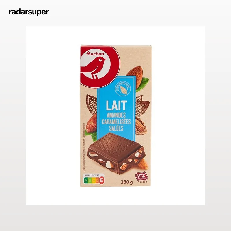 PRODUCTO ALCAMPO Chocolate con leche con almendras enteras tableta 180 g.