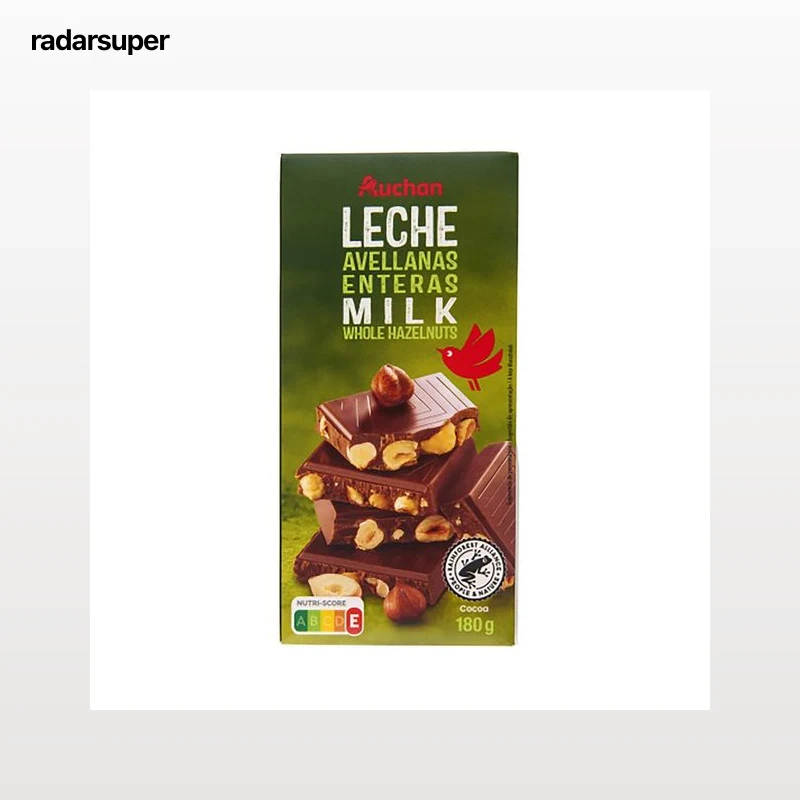 PRODUCTO ALCAMPO Chocolate con leche con avellanas enteras tableta 180 g.