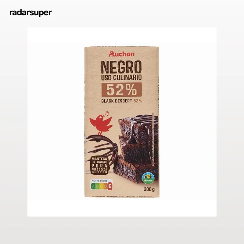 PRODUCTO ALCAMPO Chocolate negro (52% cacao) para uso culinario tableta 200 g.