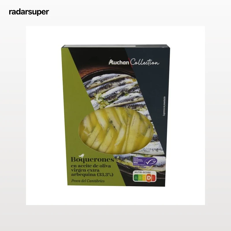 PRODUCTO ALCAMPO Collection Boquerones en aceite de oliva virgen extra Arbequina MSC (Pesca sostenible certificada) 80 g.