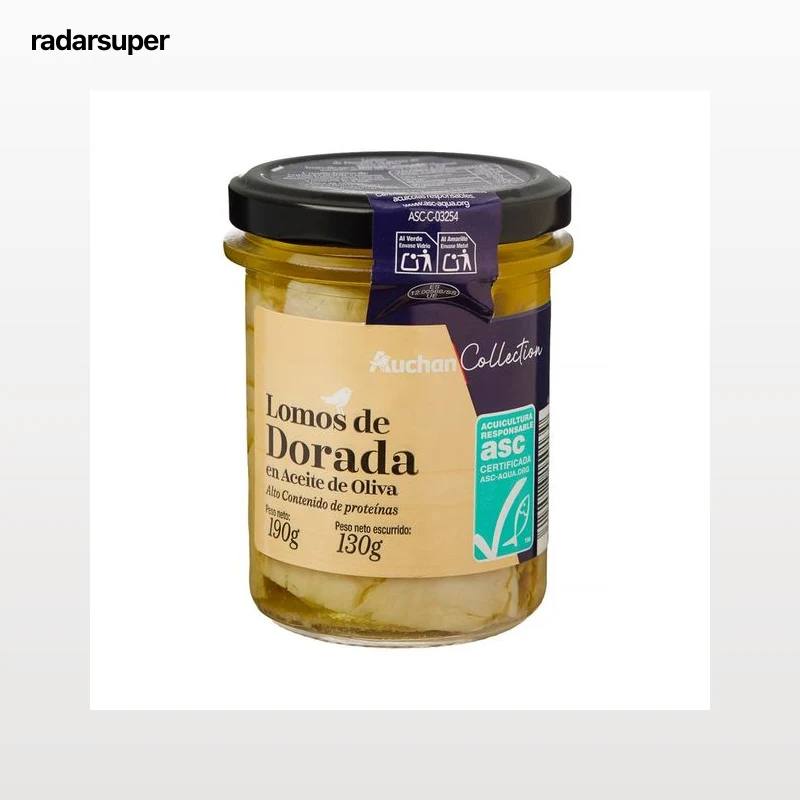 PRODUCTO ALCAMPO Collection Lomos de dorada ASC en aceite de oliva tarro 130 g.