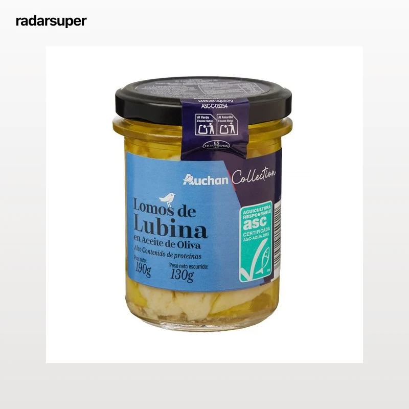 PRODUCTO ALCAMPO Collection Lomos de lubina ASC en aceite de oliva tarro 130 g.