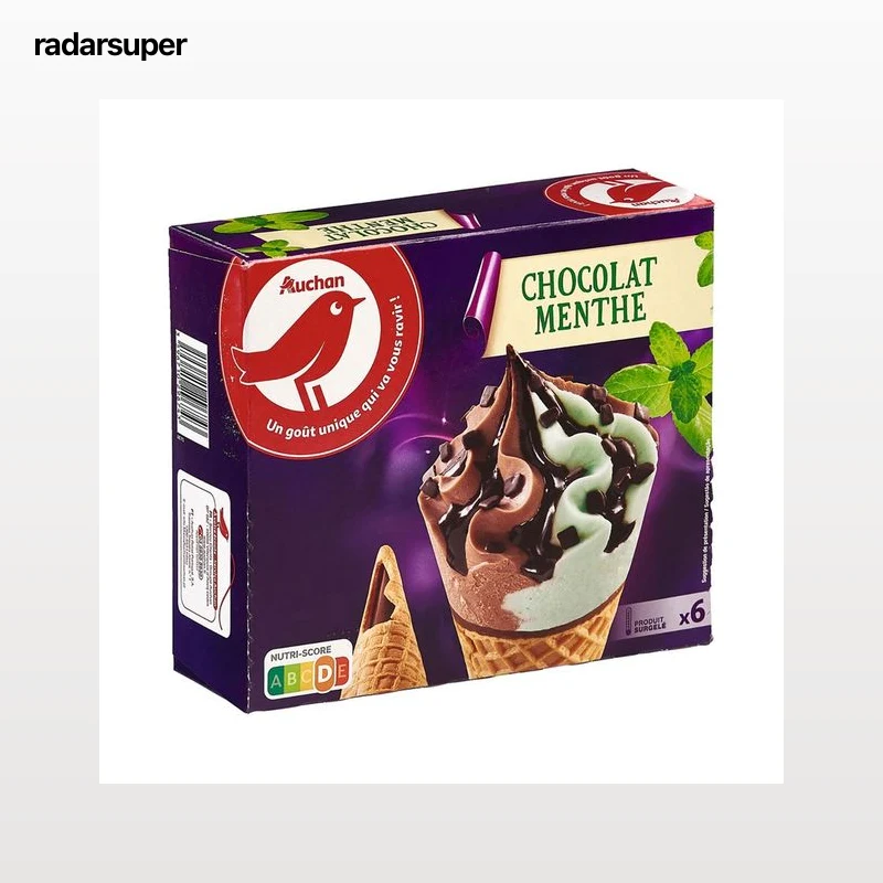 PRODUCTO ALCAMPO Conos de helado de menta y chocolate 6 x 120 ml.