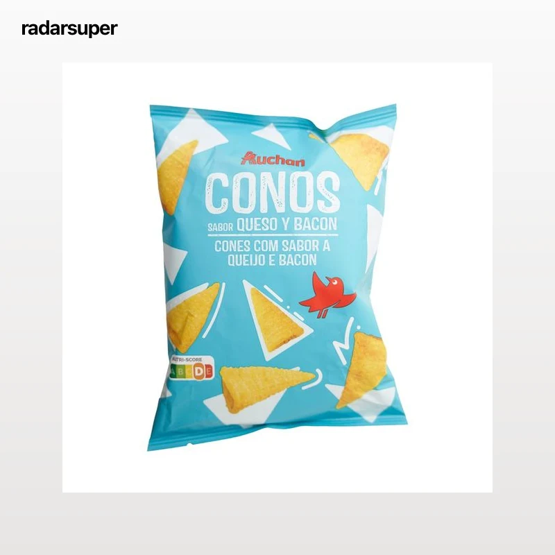 PRODUCTO ALCAMPO Conos de maíz con sabor bacon y queso 80 g.
