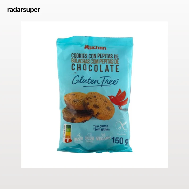 PRODUCTO ALCAMPO Cookies (galletas) con pepitas de chocolate, elaboradas sin gluten ni lactosa 150 g.