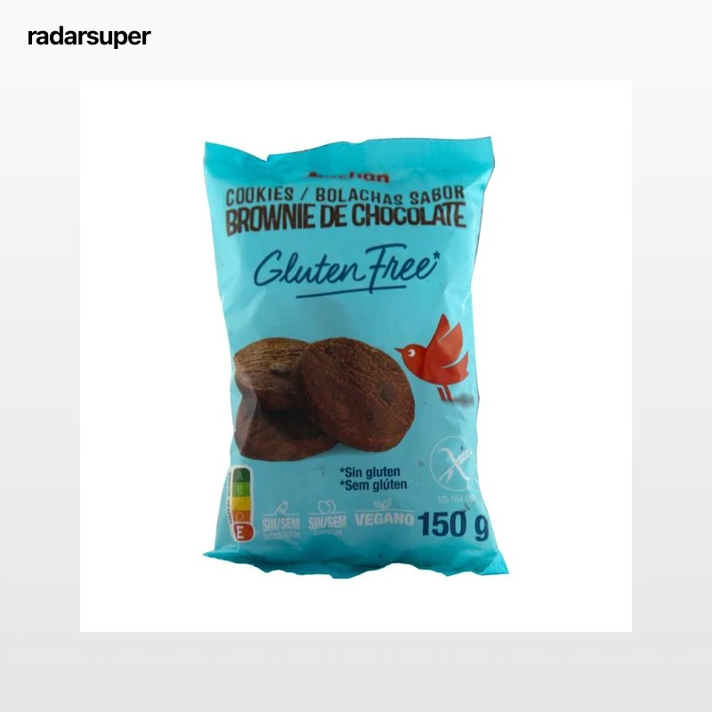 PRODUCTO ALCAMPO Cookies (galletas) con sabor a brownie de chocolate, elaboradas sin gluten ni lactosa 150 g.