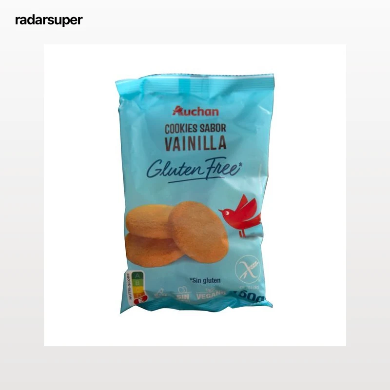 PRODUCTO ALCAMPO Cookies (galletas) con sabor a vainilla, elaboradas sin gluten ni lactosa 150 g.