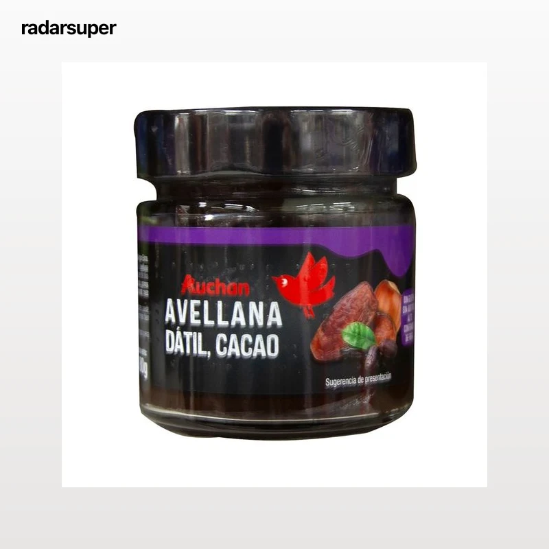 PRODUCTO ALCAMPO Crema de dátil con avellana, cacao y un 5% de AOVE 180 g.