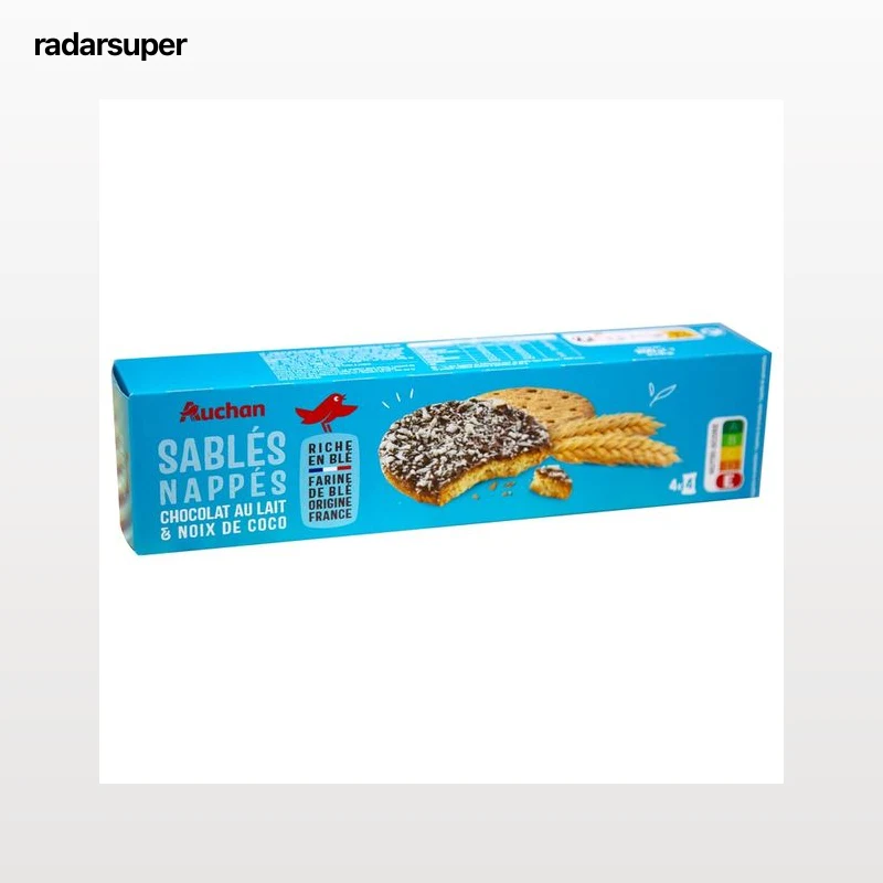 PRODUCTO ALCAMPO Galletas con cereales recubiertas de chocolate con leche y coco 200 g.