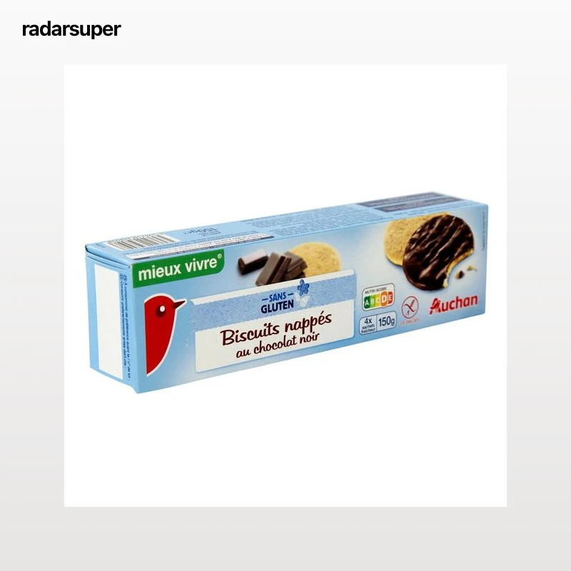 PRODUCTO ALCAMPO Galletas con cobertura de chocolate negro, sin gluten (controlado por la FACE) 150 g.