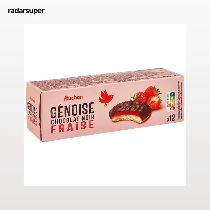 PRODUCTO ALCAMPO Galletas Genoise recubiertas de chocolate negro y rellenas de fresa 12 uds.