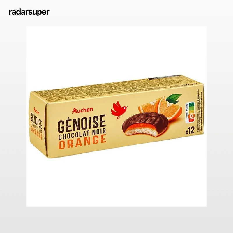 PRODUCTO ALCAMPO Galletas Genoise recubiertas de chocolate negro y rellenas de naranja 12 uds.