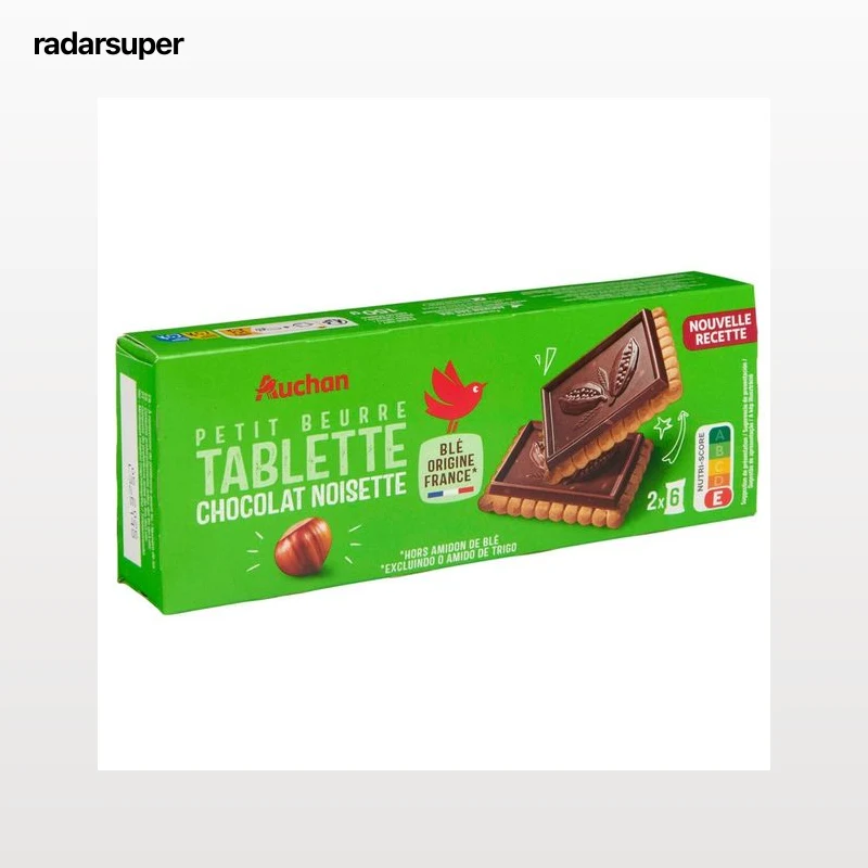 PRODUCTO ALCAMPO Galletas de mantequilla con tableta de chocolate con leche y avellanas 150 g.