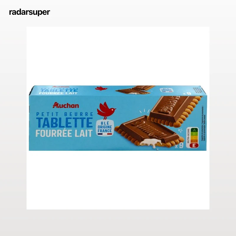 PRODUCTO ALCAMPO Galletas de mantequilla con tableta de chocolate con leche con relleno de leche 140 g.