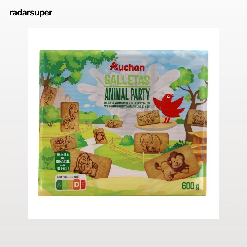 PRODUCTO ALCAMPO Galletas rectangulares con dibujos de simpáticos animales 600 g.