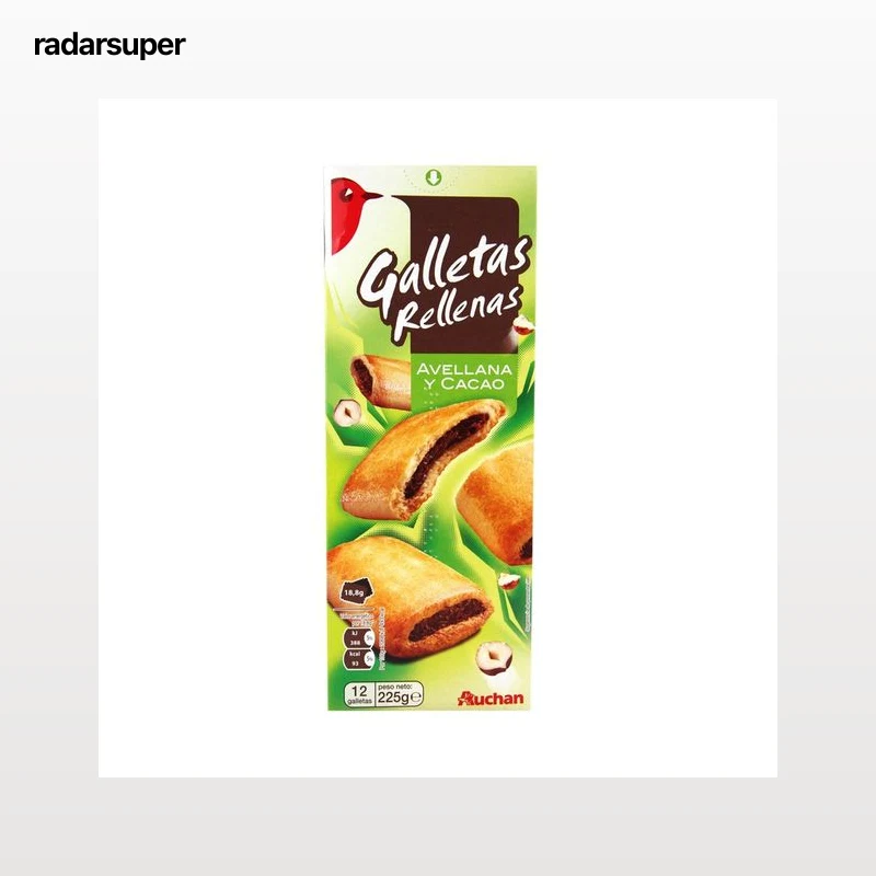 PRODUCTO ALCAMPO Galletas rellenas de crema de avellana y cacao 225 g.