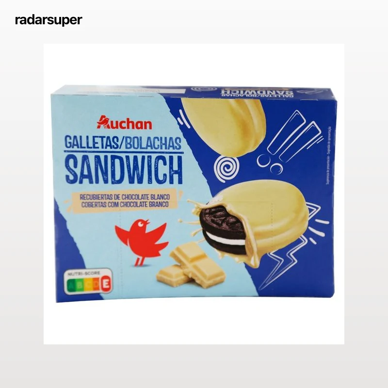 PRODUCTO ALCAMPO Galletas sandwich con relleno de crema y bañada con chocolate blanco 252 g.