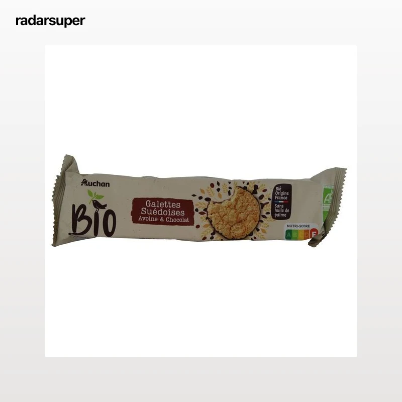 PRODUCTO ALCAMPO Galletas suecas de copos de avena y chocolate negro ecológico 131 g.