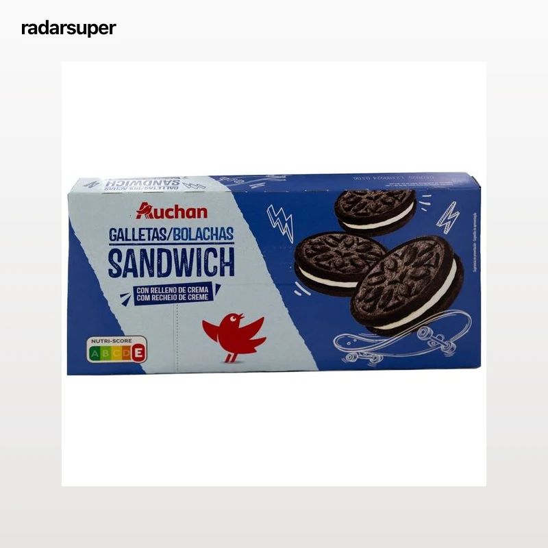 PRODUCTO ALCAMPO Galletas tipo sandwich chocolate, rellenas de crema sabor a vainilla 176 g.