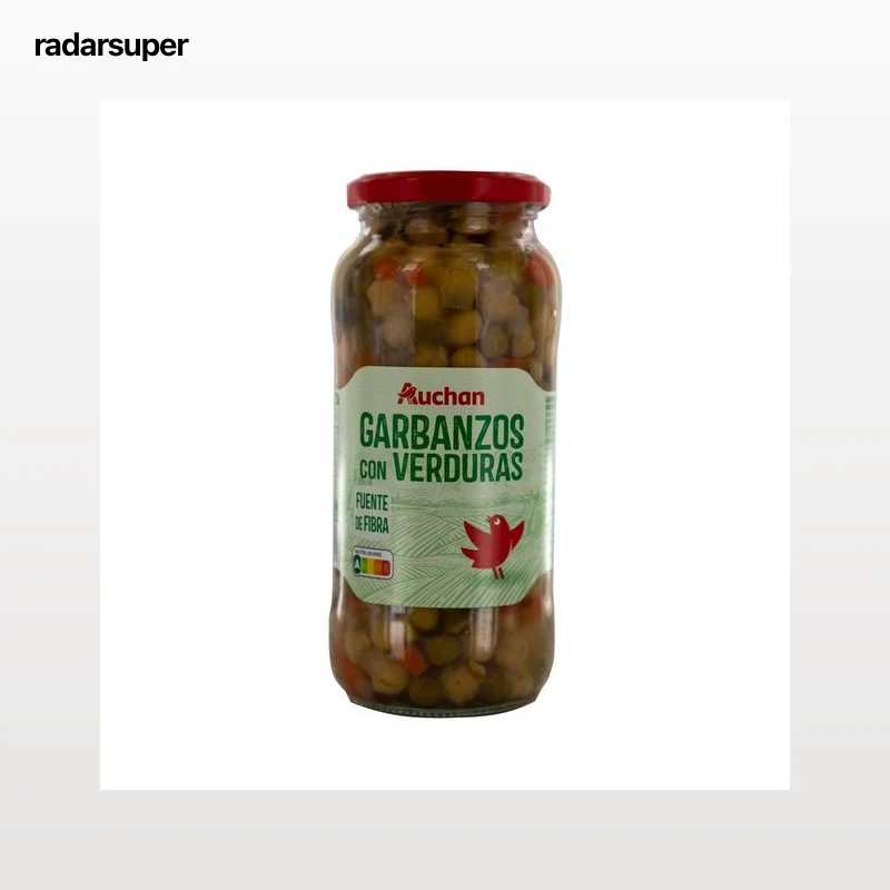 PRODUCTO ALCAMPO Garbanzos cocidos con verduras frasco de 400 g.