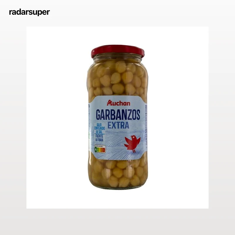 PRODUCTO ALCAMPO Garbanzos extra, cocidos y con bajo contenido en sal bote 400 g.