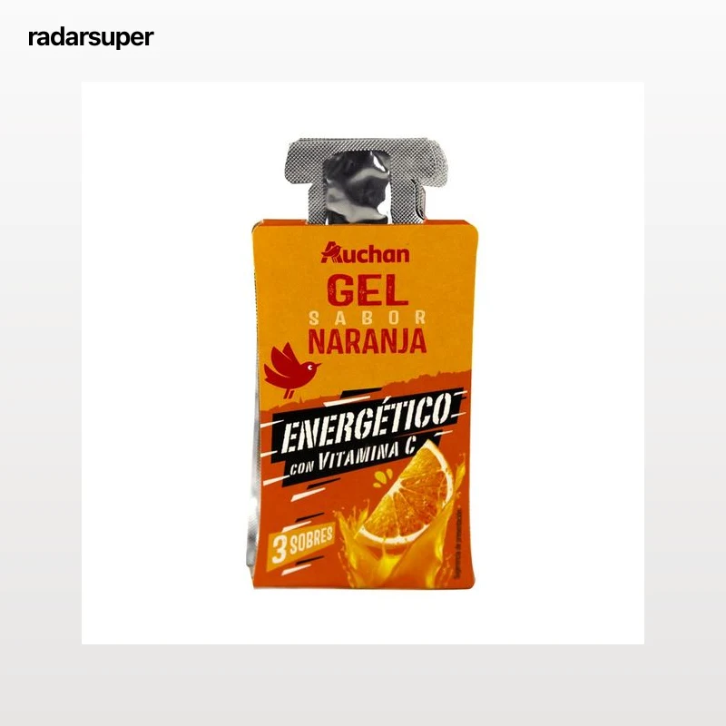 PRODUCTO ALCAMPO Gel energético con vitamina C y sabor naranja 3 x 30 g.