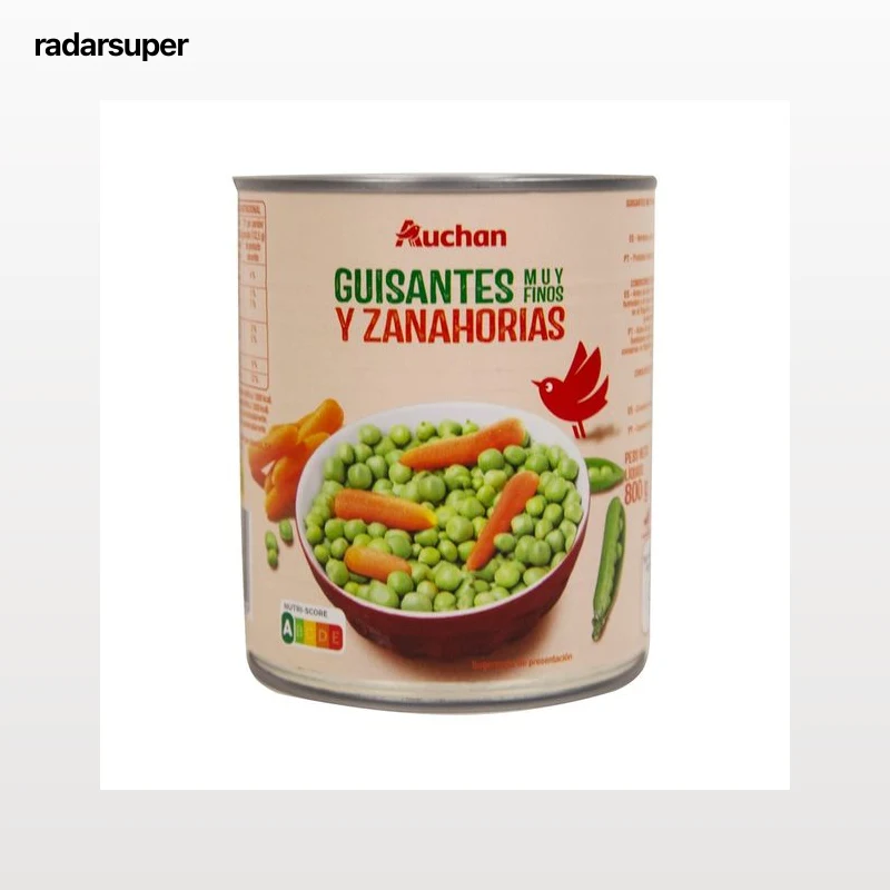 PRODUCTO ALCAMPO Guisantes muy finos, con zanahorias lata de 530 g.