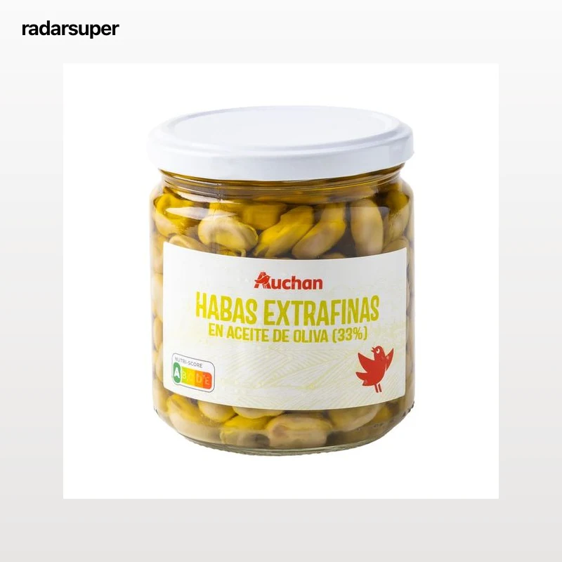 PRODUCTO ALCAMPO Habas extrafinas en aceite de oliva /33 %) frasco de 220 g.