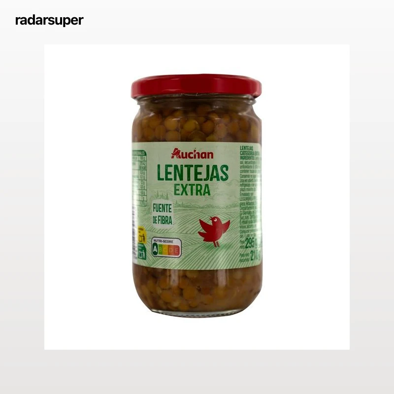 PRODUCTO ALCAMPO Lentejas extra, ya cocidas bote 210 g.