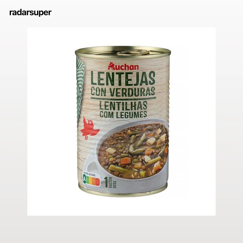 PRODUCTO ALCAMPO Lentejas con verduras, listas para calentar y comer lata de 430 g.