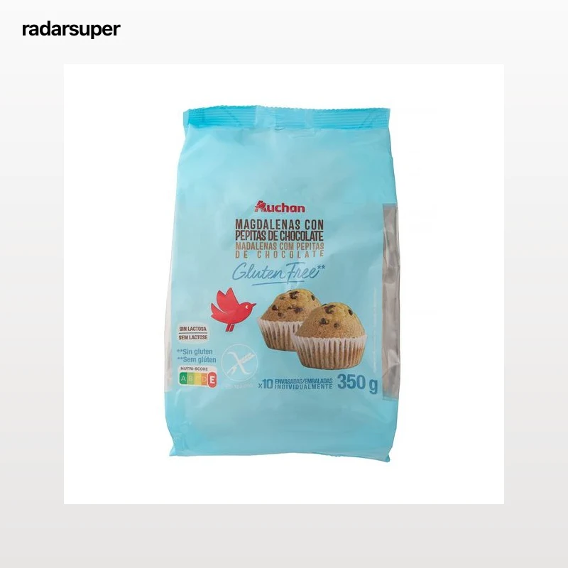 PRODUCTO ALCAMPO Magdalenas con pepitas de chocolate, sin gluten 350 g.
